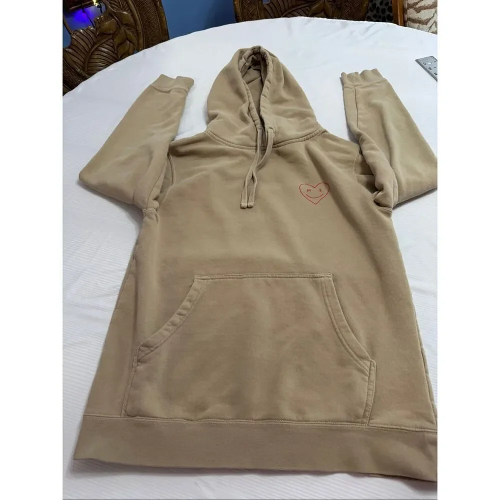 Lonely Ghost Self Love Club Graphic Hoodie Sweater Unisex Tan Size Small